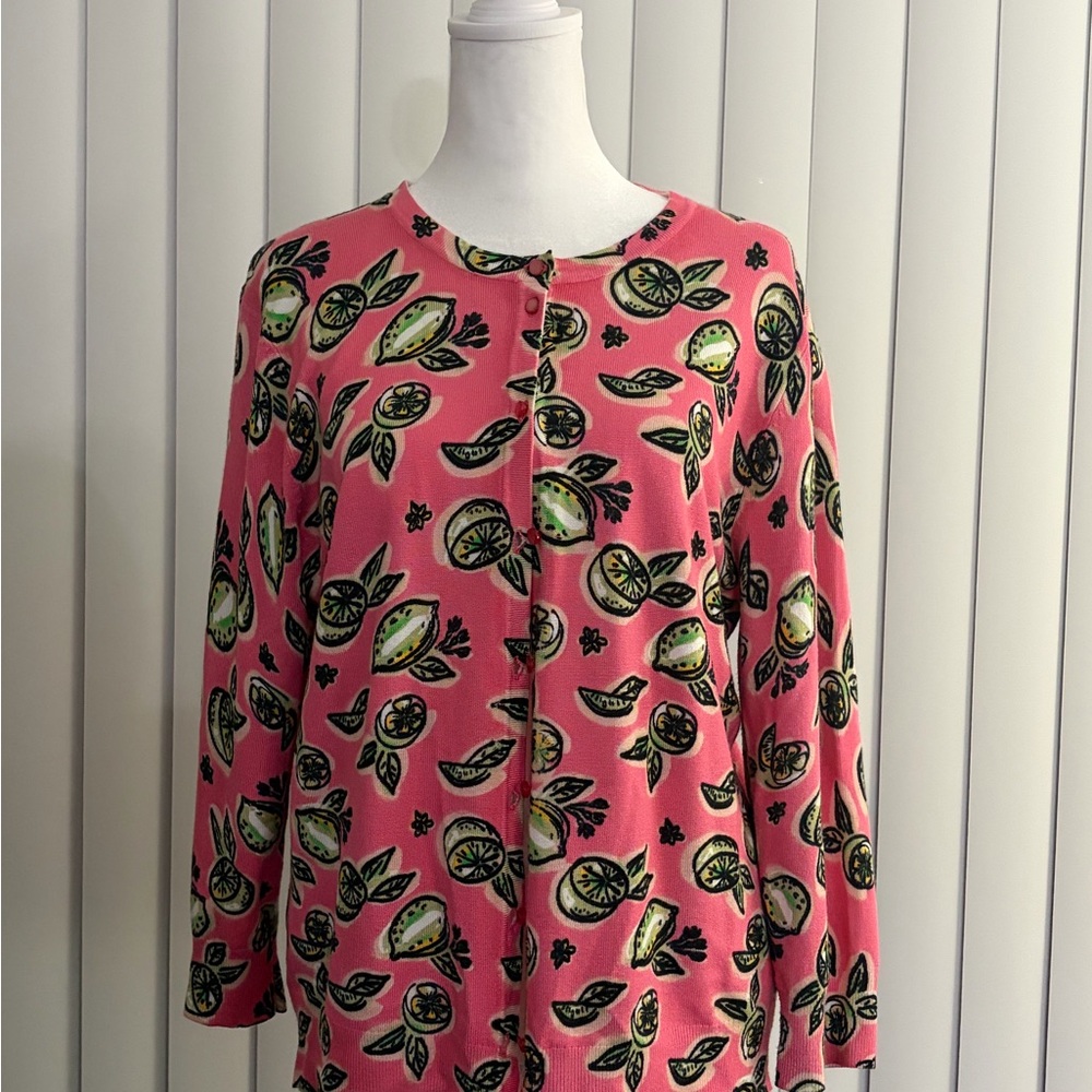 Cable & Gauge Pink Lemon Print Cardigan